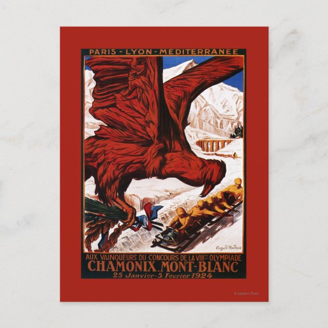 Poster der Olympischen Winterspiele 1924 Postkarte (Vorderseite)