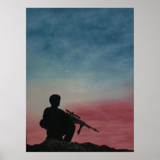 Poster der Soldaten Silhouette Rot Weiß und Blau