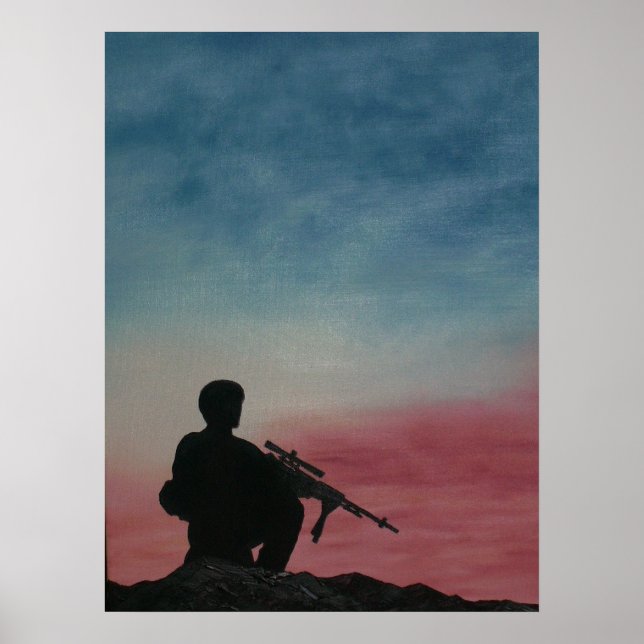 Poster der Soldaten Silhouette Rot Weiß und Blau (Vorne)
