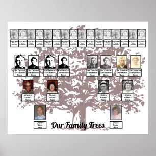 Poster der Zweifamilien-Baumfamilie Burgundy Leafa