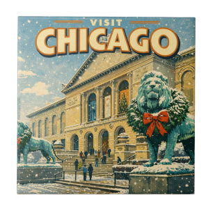 Poster des Art Institute of Chicago im Winter Fliese