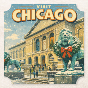 Poster des Art Institute of Chicago im Winter Untersetzer