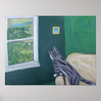 Poster— Die Ansicht/ Katze im Dienst am Fenster