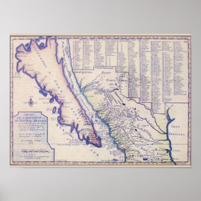 Poster/Druck 1705 Kalifornien und New Mexico Poster (Vorne)
