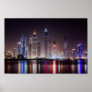 Poster - Dubai Skyline bei Nacht