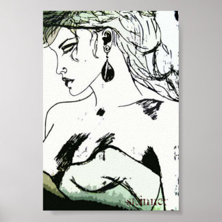 Poster einer Frau, Seitenprofil