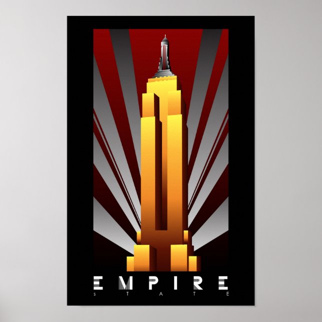 Poster - Empire State Gebäude Art Deco (Vorne)