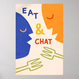 Poster Essen und Plaudern, Moderne Abstrakte Küche
