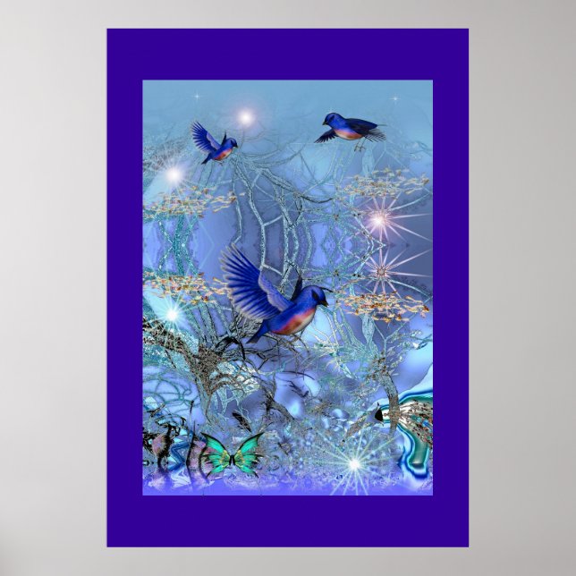 Poster Fantasy Art Blue Birds (Vorne)