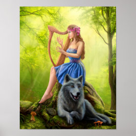 Poster Fantasy Girl Fee und Freund Wolf.