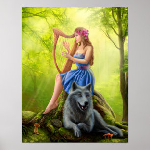 Poster Fantasy Girl Fee und Freund Wolf.