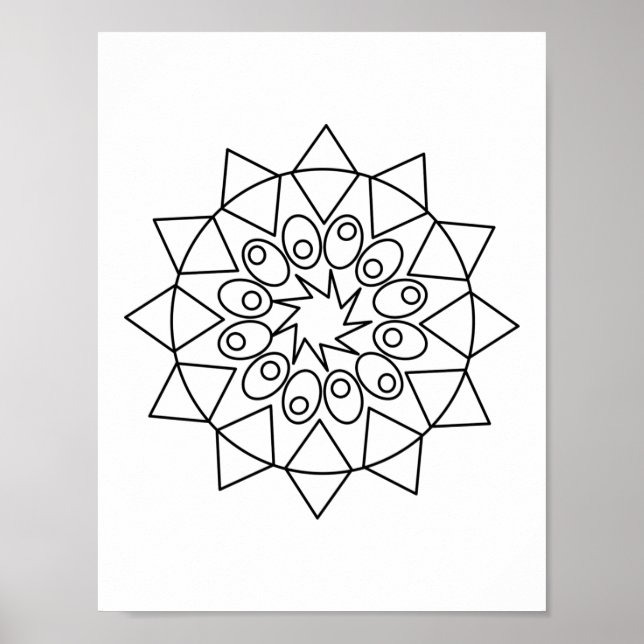 Poster - Farbe in diesem einfachen Mandala-Design (Vorne)