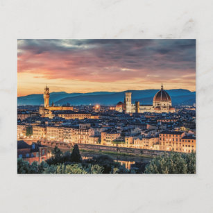Poster Florence bei Sonnenuntergang Postkarte