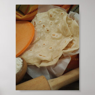 Poster Frische Selbstgemachte Mehl-Tortillas
