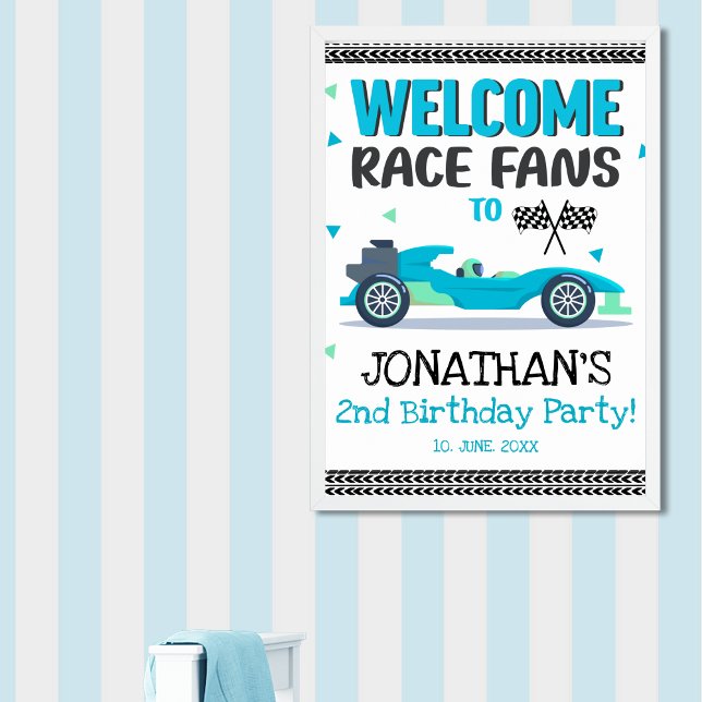 Póster  Fun 2nd Birthday Race Car Driver Poster (Von Creator hochgeladen)