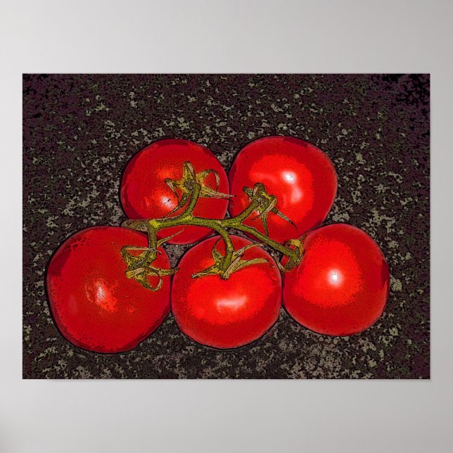 Poster - Fünf Tomaten auf dem Weinberg (Vorne)
