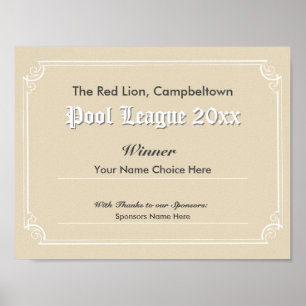 Poster für den Gewinner des Pool-Wettbewerbs