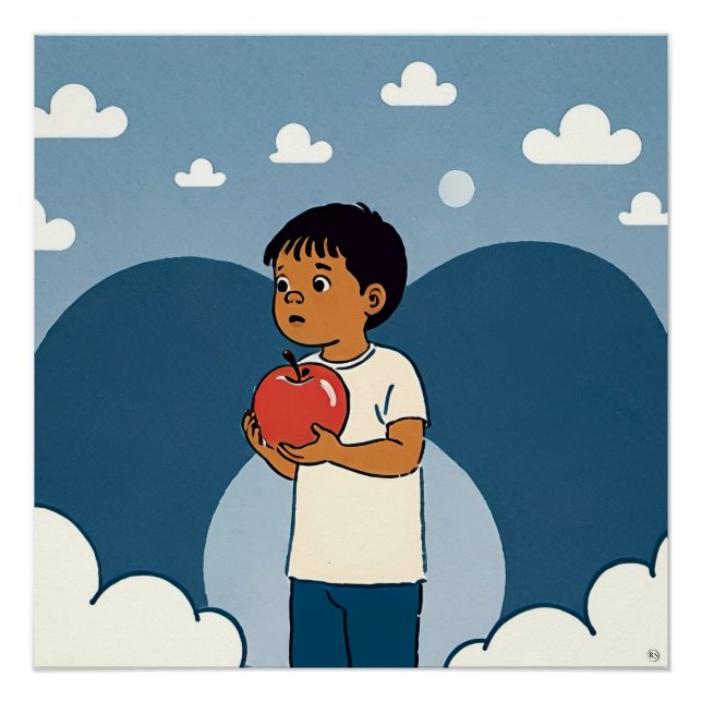 Poster für Kinder und Apfel (Vorderseite)