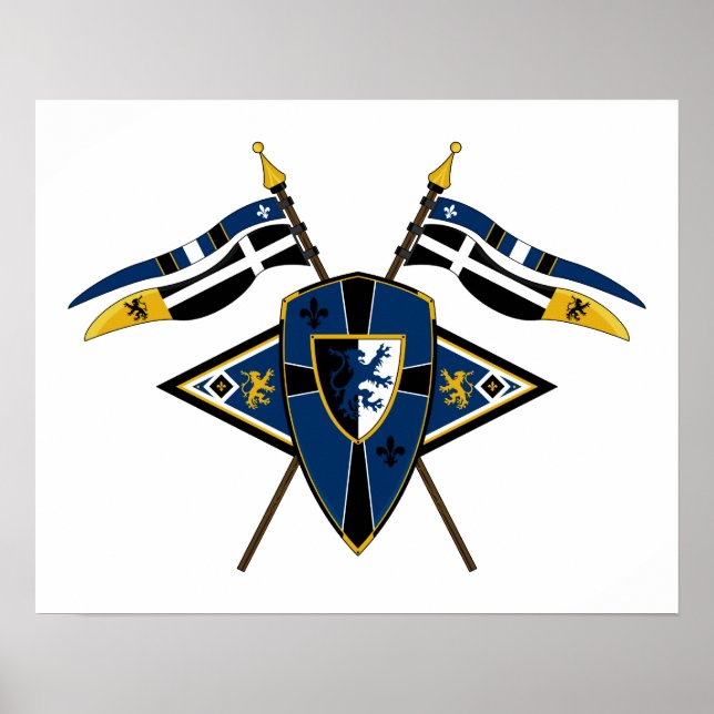 Poster für mittelalterliche Schilde und Flaggen (Vorne)