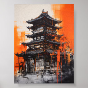 Poster für traditionelle asiatische Architektur