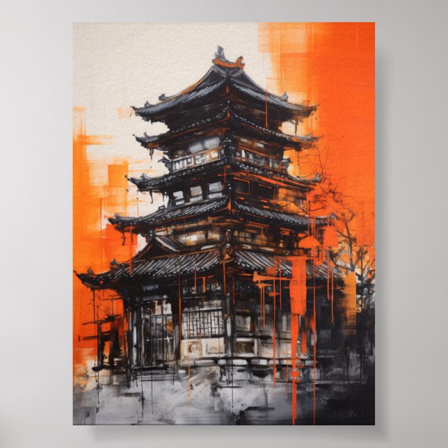 Poster für traditionelle asiatische Architektur (Vorne)