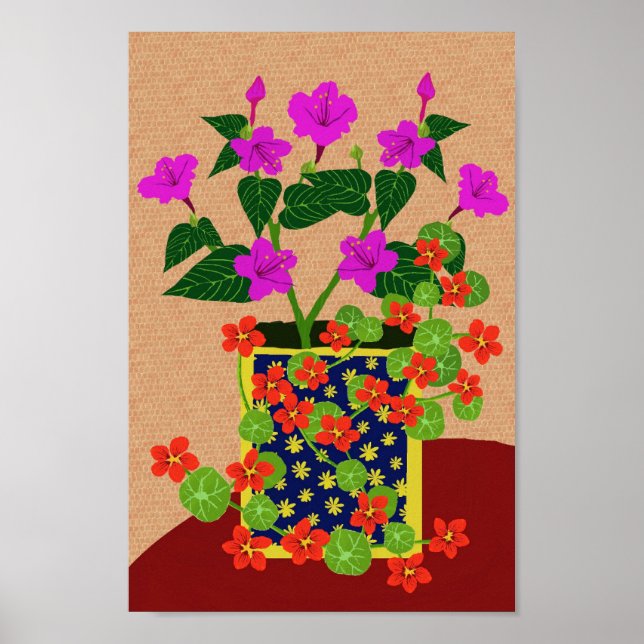 Poster für vier Uhr und Nasturtium (Vorne)