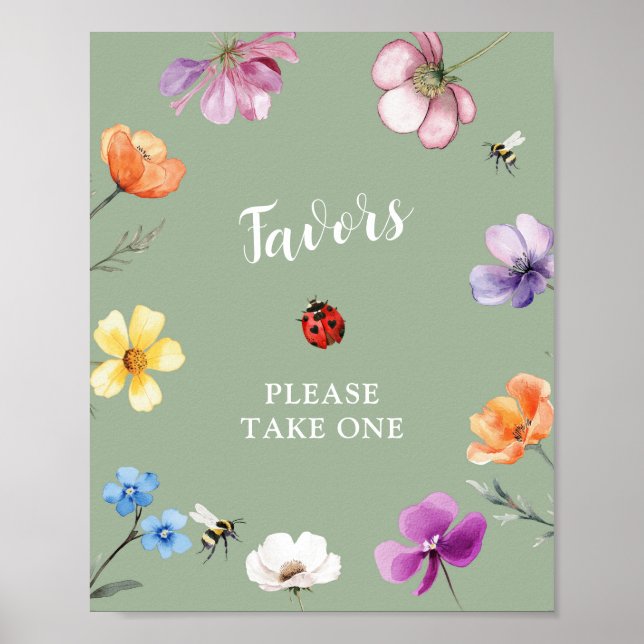 Poster für Wildblumen-Liebebug-Baby-Shower-Geschen (Vorne)
