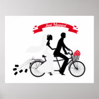 Poster gerade verheiratet mit Braut und Bräutigam