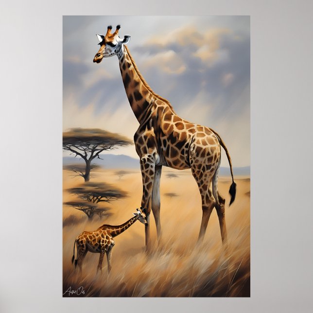 Poster | Giraffen | Ölkunst (Vorne)