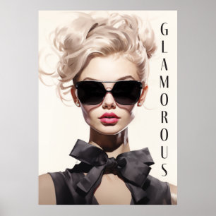 Poster Glamour Mode Model Black Bow