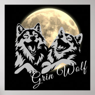 Poster "Grin Wolf" von Grauwölfen
