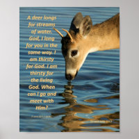Poster - Hirschtrinkwasser mit Psalmen 47:1-2