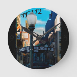 Poster Hollywood Blvd. Wall-Uhr Runde Wanduhr