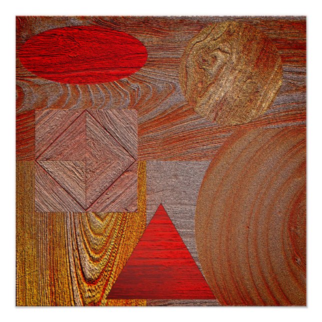 Poster Holz - texturierte geometrische Formen (Vorderseite)