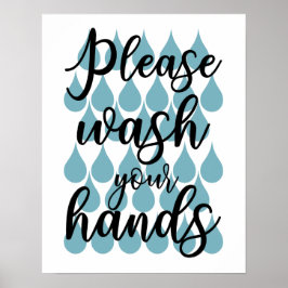 Poster im Badezimmer, bitte waschen Sie sich die H