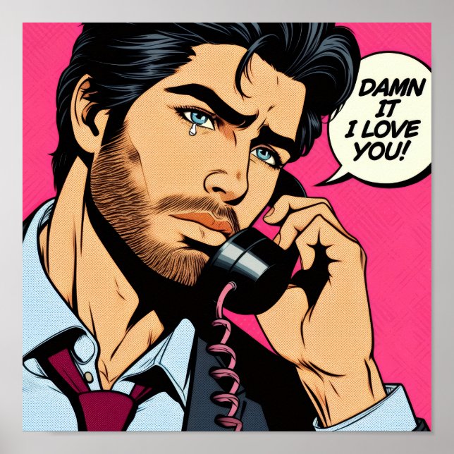 Poster im Pop-Art-Stil mit einem attraktiven Mann (Vorne)