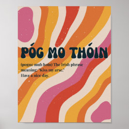 Poster im Stil der 70er Jahre mit irischem Póg mo