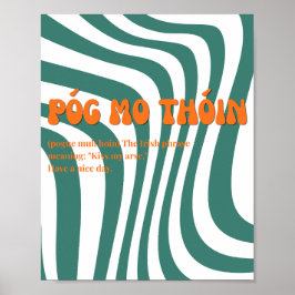 Poster im Stil der 70er Jahre mit irischem Póg mo
