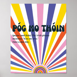 Poster im Stil der 70er Jahre mit irischem Póg mo