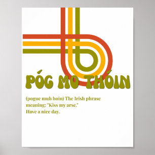 Poster im Stil der 70er Jahre mit irischem Póg mo