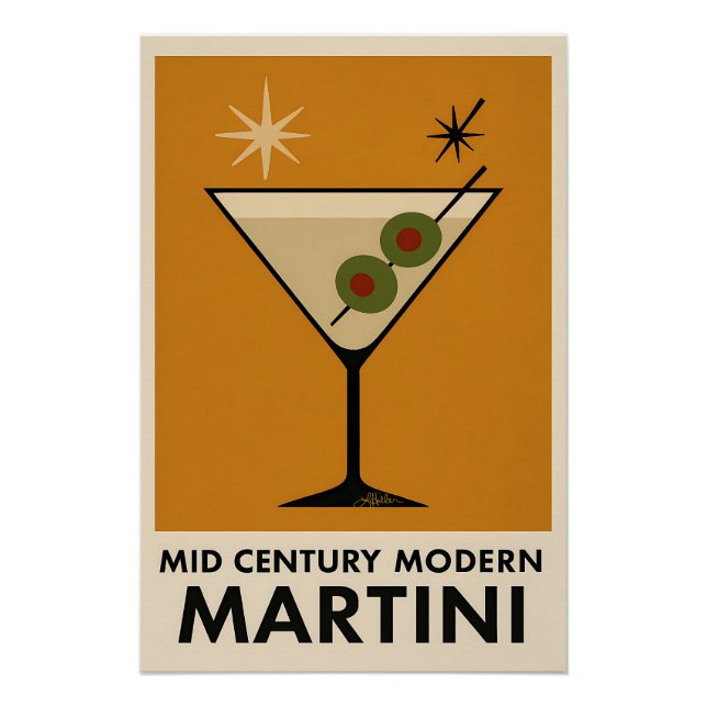 Poster im Stil des Mid Century Modern Martini (Vorderseite)