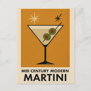 Poster im Stil des Mid Century Modern Martini Postkarte
