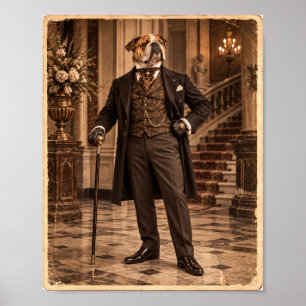 Poster im viktorianischen Stil: Gentleman-Bulldogg