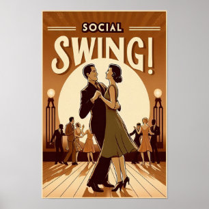 Poster im Vintage-Stil für sozialen Swing-Tanz aus