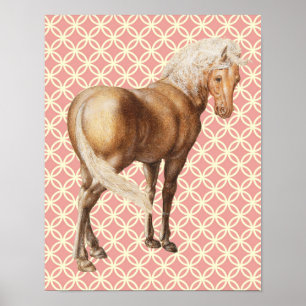 Poster im Vintage-Stil mit Retro-Palomino-Pferd-Ku
