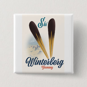 Poster im Vintage-Stil Winterberg Deutschland Ski Button