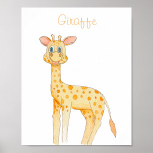 Póster INFANTIL JIRAFA acuarela cuarto niños Poster