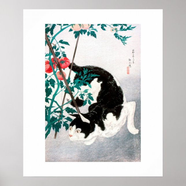 POSTER : JAPANESE WOODBLOCK : Katz mit Tomato (Vorne)