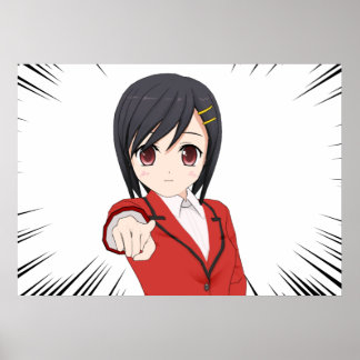 Poster-Juune-Manga-Cheveux-Courts Poster