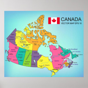 Poster - Kanada-Karte mit Provinzen